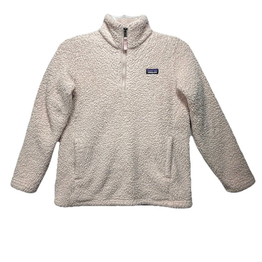 Patagonia Los Gatos 1/4 Zip Fleece Pullover Jacket Girls Size M 10 Light Pink